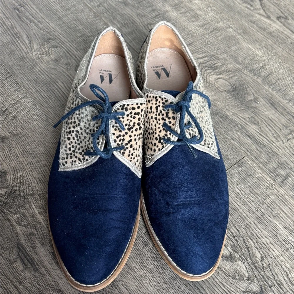 VANESSA WU 10.5/11 Anthropologie Leopard Oxfords Suede Leather 41